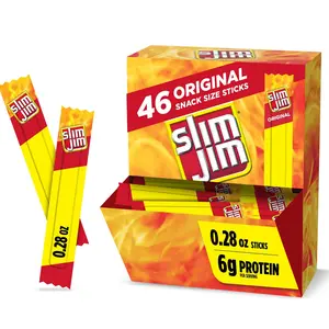 Slim Jim Original Snack Size Sticks 46 Count 0.28 Oz 6g Protein Per Serving Bold Savory Flavor For On-The-Go Snacks