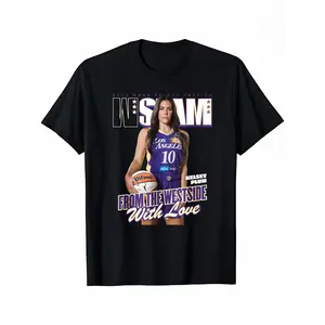 Men's Short-Sleeve T-Shirt, 100% Cotton Menswear Top, SLAM Cover Crew Neck Sports Clothes, Kelsey Plum Graphic Print, Casual Sport Style, S-3XL Sizes