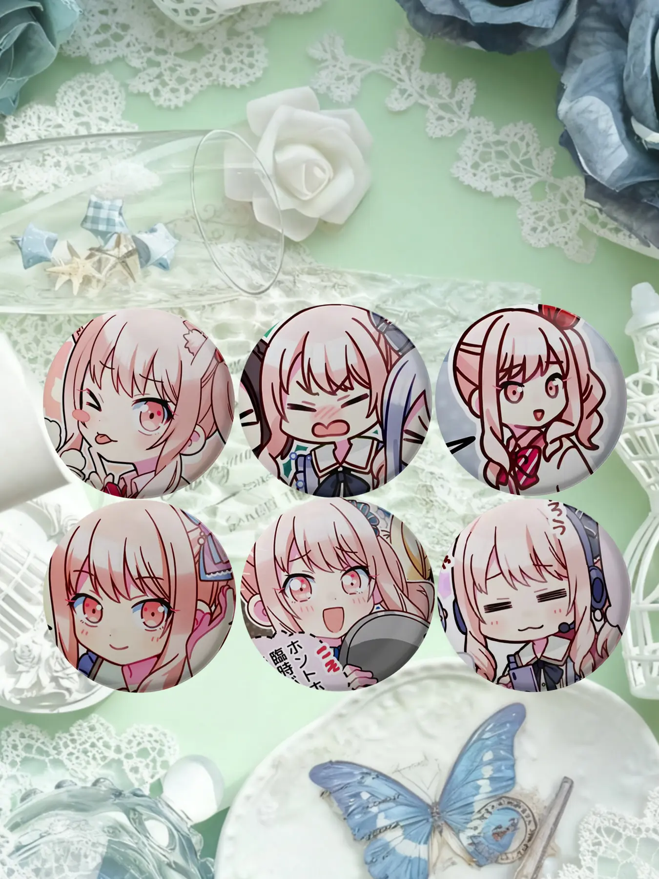 Cute Anime Badge Brooch, Hair Girl Emoji Series, Elegant Small Accessory, Perfect Gift, Round Pendant, Daily Wear, Collectible Pins, Collection, Holiday Present, Drop Set Pins, Fashion Lapel Pin, Brooch Pin Clip