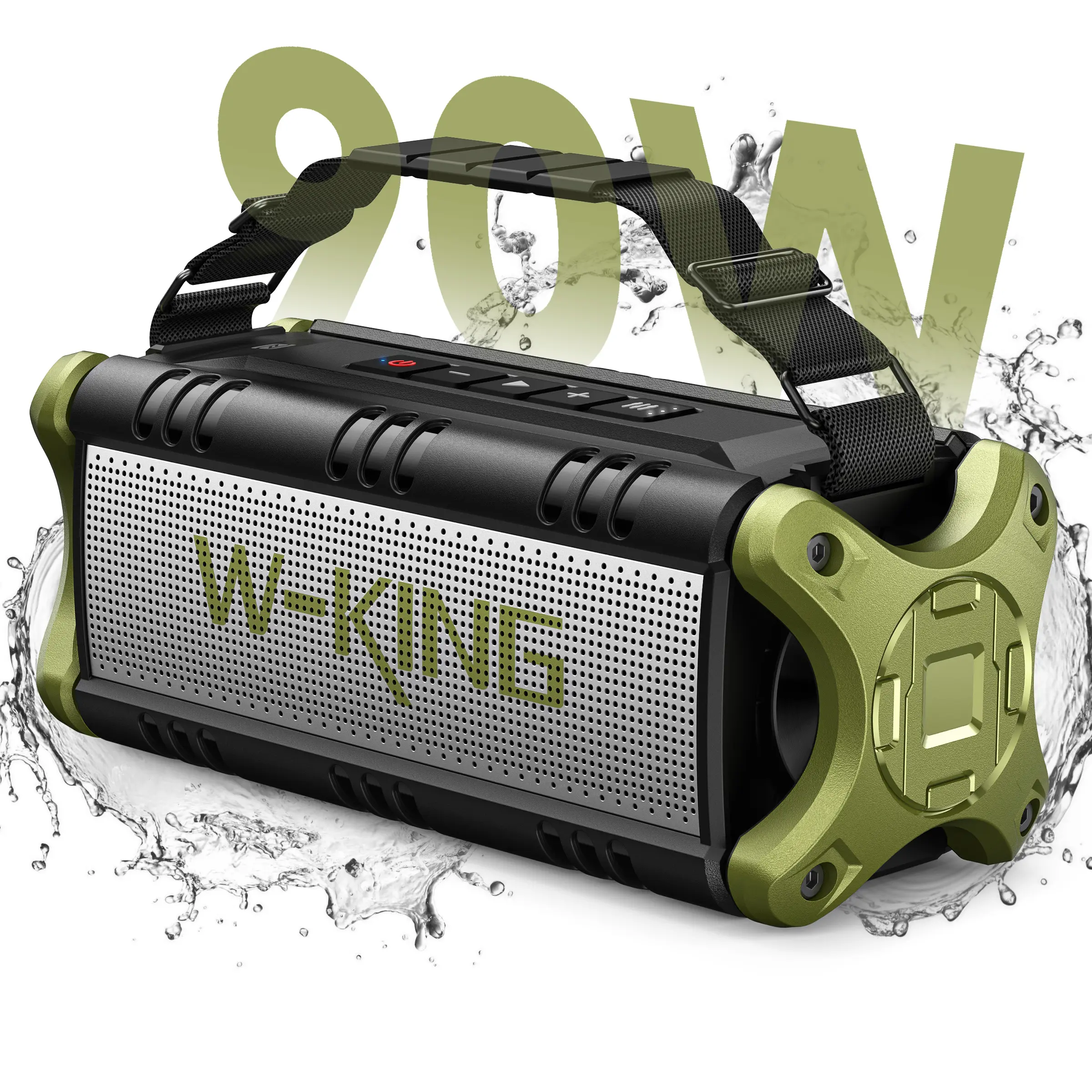 W-KING Portable Bluetooth Bass Speaker - 90W High-Power Audio, 50W Deep Bass Subwoofer, IPX6 Water Resistance, 40 Hours Playtime, Dual Pairing, TF/Aux (Auxiliary Input) for Music Setup