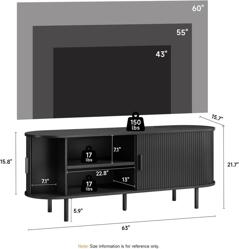 【Valentine's Day Gift】ONBRILL Modern Wood TV Stand with Storage and Shelves to Fit up to 80" TVs, Living Room Furniture