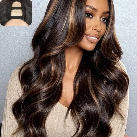 Women's Heat-Resistant Wavy, 26-Inch with Highlights, 150% Density Long Wave Clip-In Wig, Glueless Beginner-Friendly Wig for Daily, Party & Cosplay Wear Synthetic Hair Wig