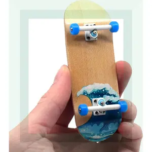 Complete Fingerboard Waves Edition - Premium, Heat Transfer Graphic - Pro Shape & Size - Bearing Wheels, Pro Trucks, 61A Pro Duro Bushings - 34mm x 97mm Deck(Gag Toys & Practical Jokes)(Gag Toys & Practical Jokes)