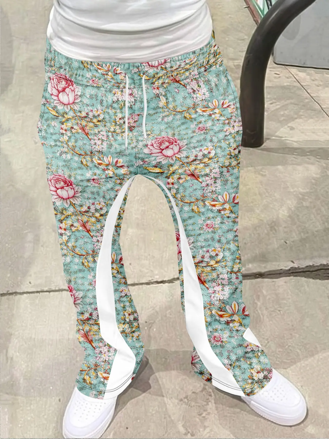 Y2K Classic Fashion Geometric Pattern Print Fitted Flared Pants, Retro Casual Street Style for All Seasons, Unisex Trendy Apparel Bottom