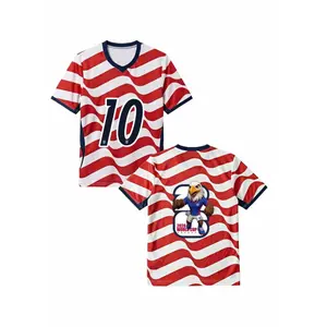 Double sided cartoon Eagle No. 10 jersey with red and white wavy stripes, American casual sports short sleeved, loose sports version, easy for both boys and girls to handle