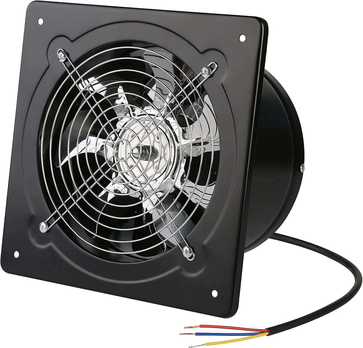 8 inch Exhaust Fan 80W 500CFM Through-wall installation Ventilation Fan 110V Exhaust Smoke Fan Ventilation for Kitchen,Bathroom,laundry room,Toilets,Garage,Shopping Mall (Black