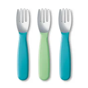 Kiddy Cutlery Forks  Durable Stainless Steel Bpa & Latex-free 18+ Months Pack Of 3