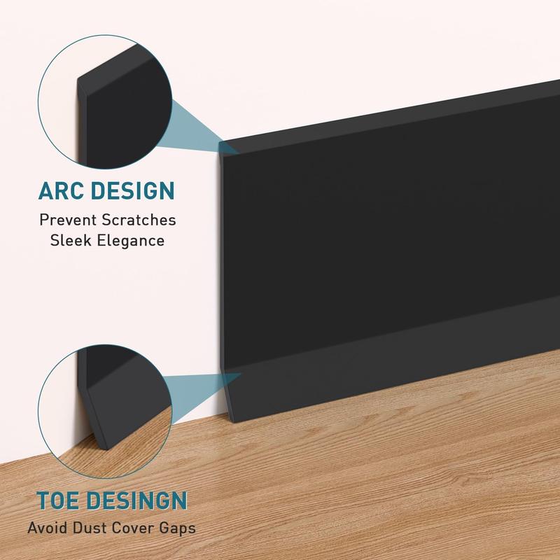 Flexible Baseboard Molding Trim, 4 Inch x 3.28 Vinyl Wall Base with Wider Self-Adhesive Peel and Stick Cove Base, Rubber Wall Base Moulding Trim,Black Flexible Baseboard Molding Trim, 4 Inch x 3.28 Vinyl Wall Base with Wider Self-Adhesive Peel and Stick Cove Base, Rubber Wall Base Moulding Trim,Black