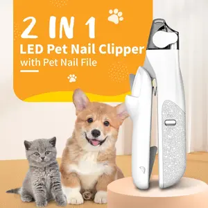 [2-in-1] pet nail clipper and file — beginner-friendly, with LED light for pets with light nails; precise cat and dog nail trimmer for safety