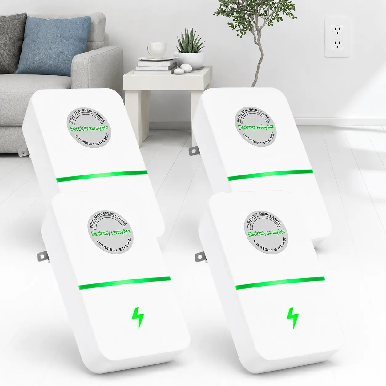 4PCS Smart Plug Device & Office US Plug with Built-In Indicator Light, for Home/Office/Restaurants/Factory, Plug-In Power Box with US Plug – 2026 Updated Design, Compatible with 90–250V Input Range.