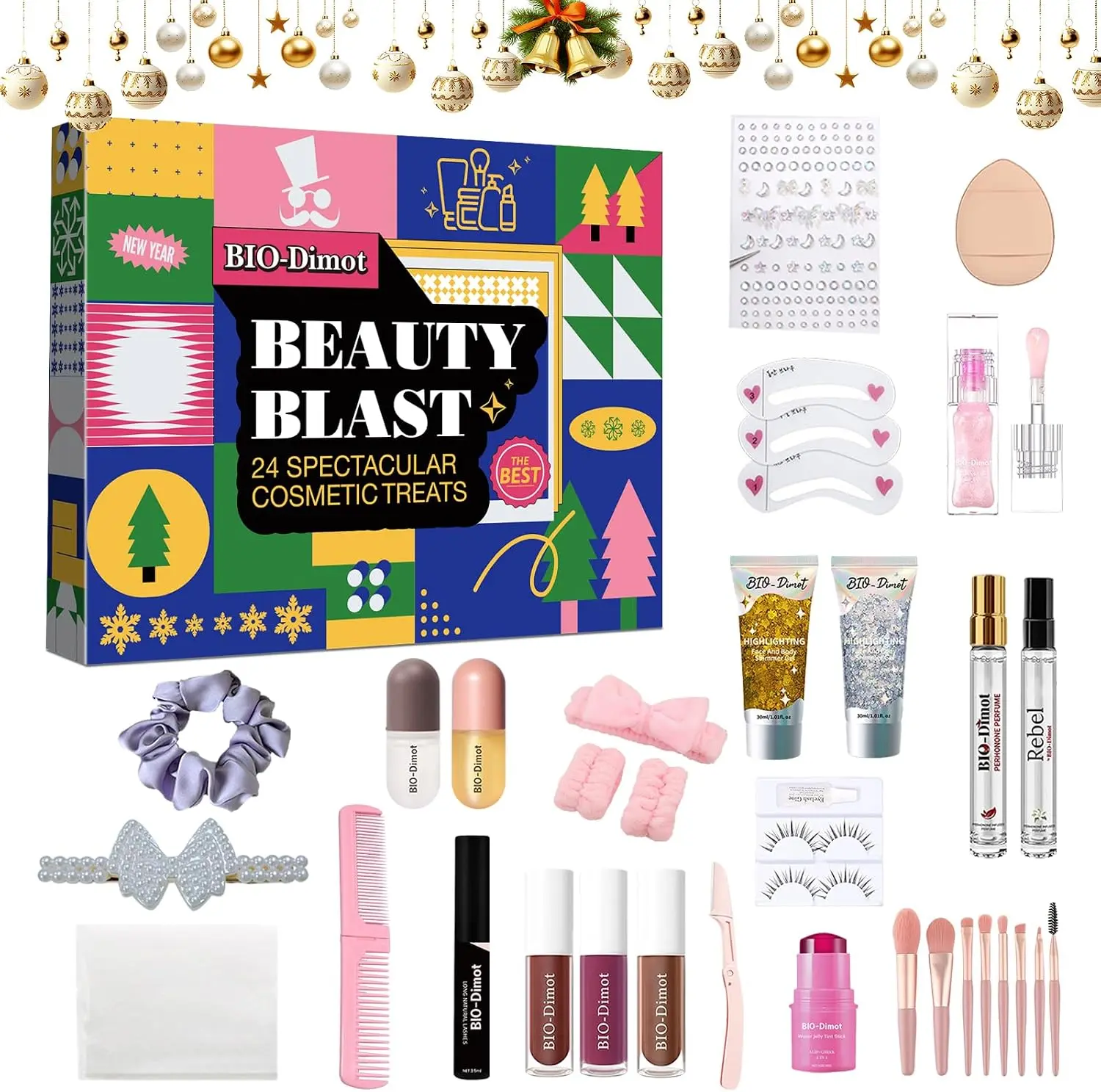 Makeup Advent Calendar 2026 for Teens Girls - Christmas Countdown Calendar Surprise Makeup Gift Kit, Include Lip Gloss, Blush, Concealer, Mascara,Shimmer Gel,Perfume,Gifts For Friends, Daughters, Lovers