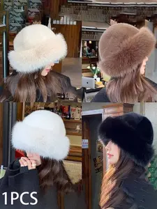 Women's Plush Warm Hat for Fall & Winter, Fashionable Thick Mongolian Style Fitted Cap, Comfortable Outdoor Activities in Cold Weather
