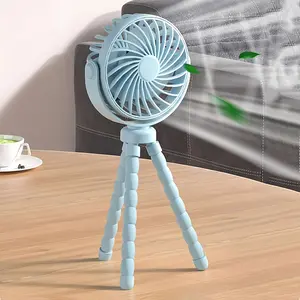 USB Rechargeable Portable Octopus Mini Fan, 1 Count Flexible Tripod with 360° Rotation, 3 Speed Settings, Portable Desktop Silent Folding Fan
