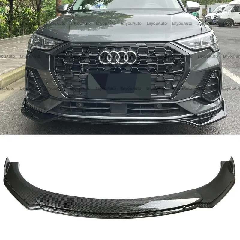 Carbon Fiber Front Bumper Lip Spoiler Splitter Body Kit for Audi Q3, Q5, Q7 - ABS Plastic Bumper Protection Scratch Guard