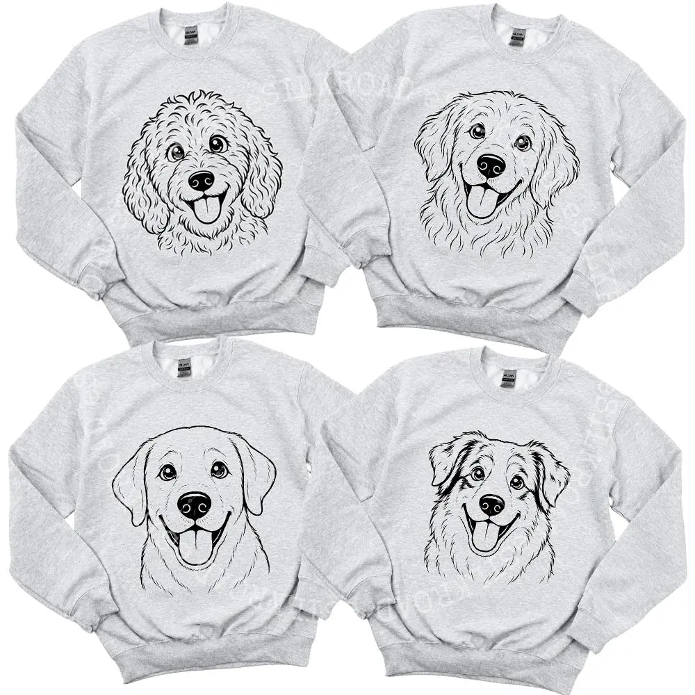 50+ Dog Breeds Lover Sweatshirt - Ash Grey, Dog Mom Graphic Crewneck, Cute Dog Lover Pullover, Unisex Pet Parent Sweater, Cozy Casual Fall Winter Gift for Dog Owners - HARSIN