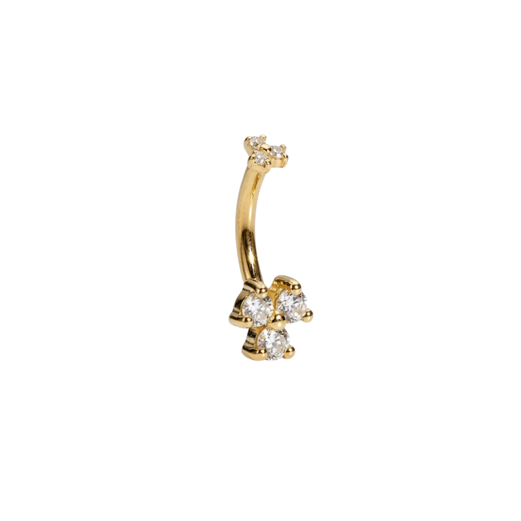 Tri-Prong Rook Star – 14K Gold Curved Barbell