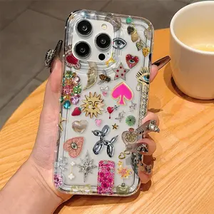 Transparent Retro Rhinestone Tpu Anti-Drop Phone Case Cover, Compatible with Apple & Samsung Models, Perfect Gift for Women & Girls