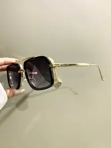 Retro Punk Double Beam Fashion Glasses Unisex, Square Trend High-End Decorative Eyeglasses for Men and Women, Trendy Casual Aviator