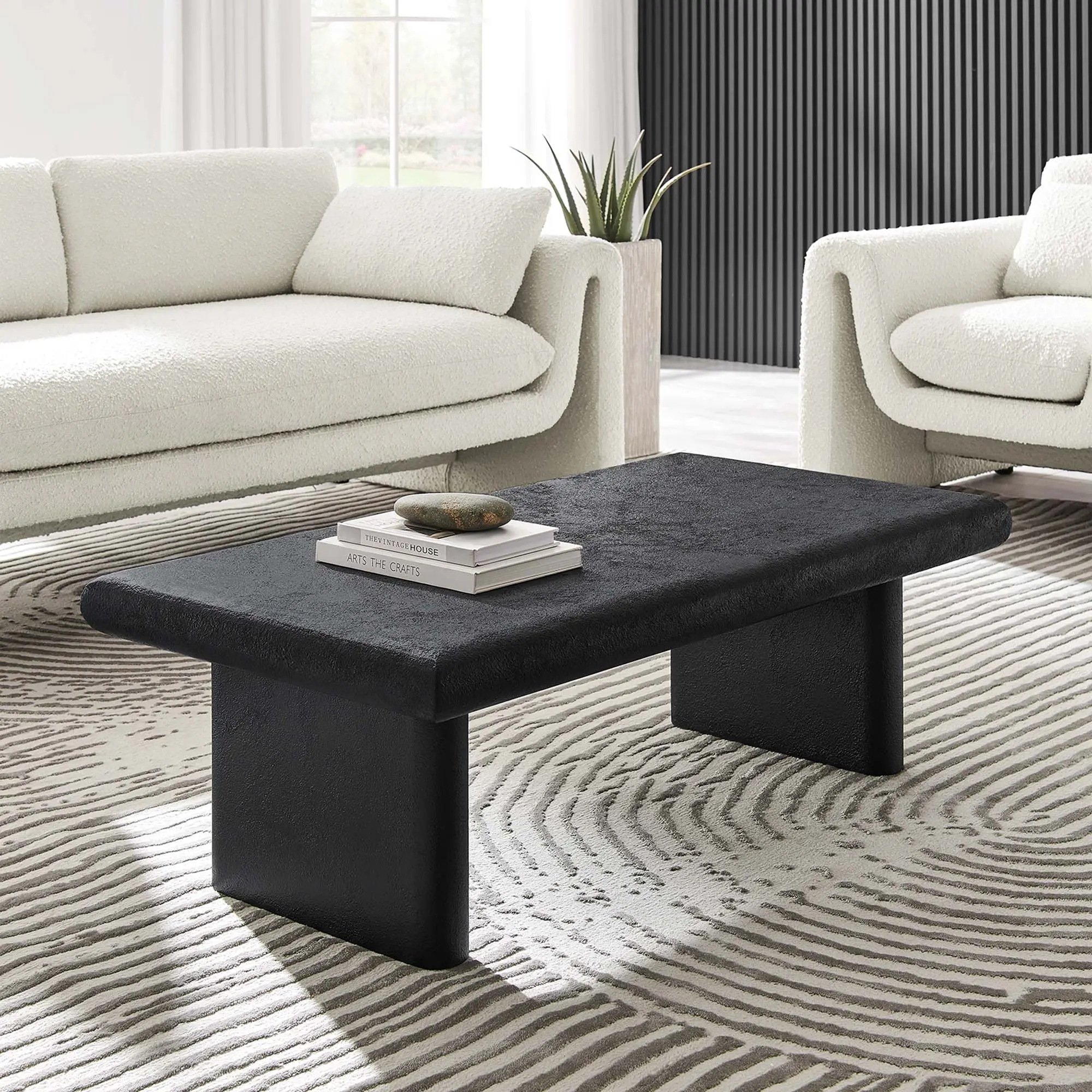 Relic Concrete Textured Coffee Table in Black