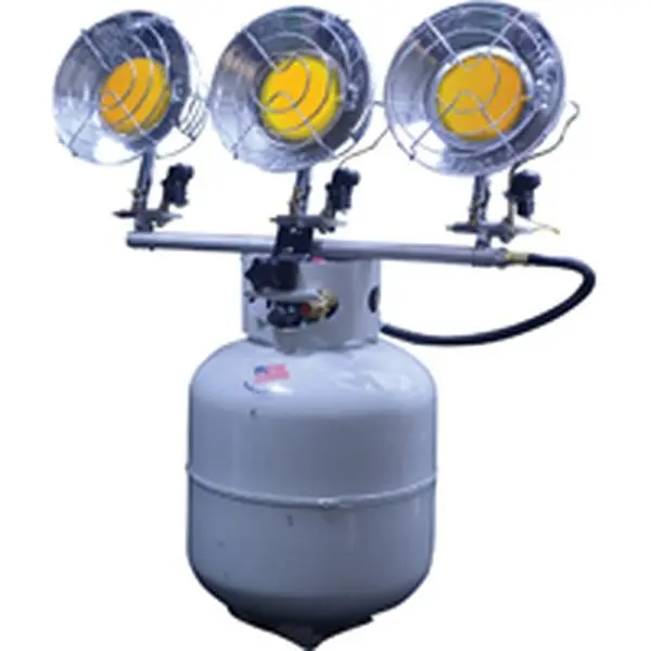 3-Tank Top Propane Heater (F273900-F242900) with Heat Control, Auto Shut-Off, 10 lbs, 15.75 x 6.5 x 22.5 in, Adjustable, Operates 1-2-3 Burners, for Construction Sites & Thawing-Heating Purposes