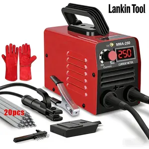 Lankin Tool Super Mini Stick Welder 110V 250A Portable MMA Welder IGBT Inverter Hot Start Anti-Stick(Red)