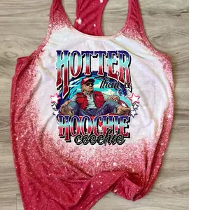 hotter than a hoochie coochie bleached tank top Women Racerback Womenswear