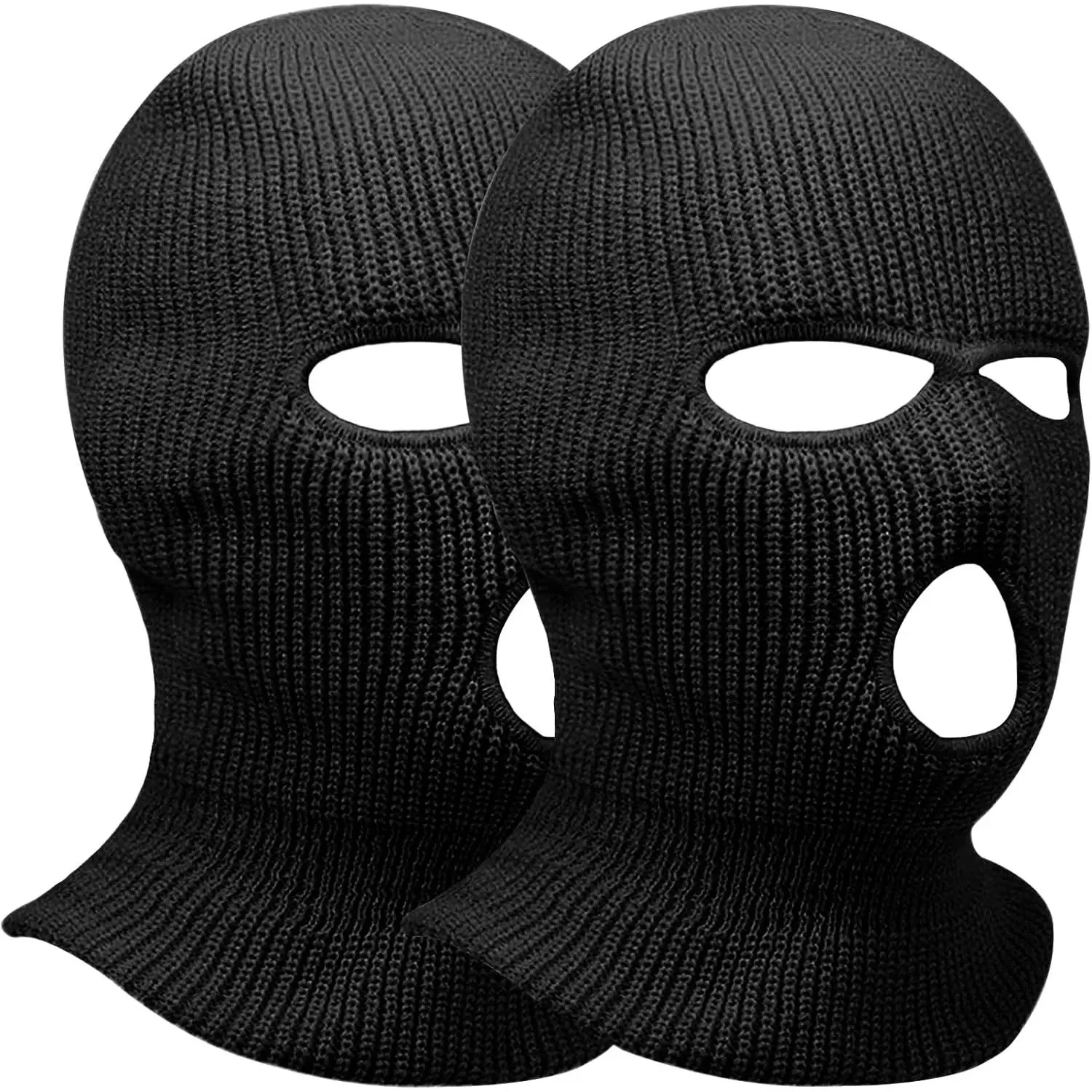 2pcs 3-Hole Windproof Knit Fabric Winter Full Face Cover, Outdoor Sports Balaclava for Adults – Ski Scarf Mask for Skiing, Motorcycle, Car Head Rest Protector