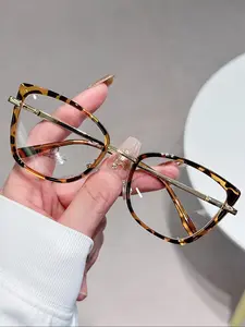 Vintage Cat Eye Frame Eyeglasses, Blue Light Blocking Eyeglasses for Women & Men, Stylish Glasses, Fashion Tortoiseshell & Plain Color  Eyeglasses for Work, Daily Clothing Decor, Perfect for Student Daily Use