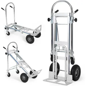 Heavy Duty 3-in-1 Convertible Aluminum Hand Truck Platform Cart – 550 lbs Capacity, Folding Dolly with Telescoping Handle & Rubber Wheels – Collapsible for Warehouse, Supermarket, Moving
