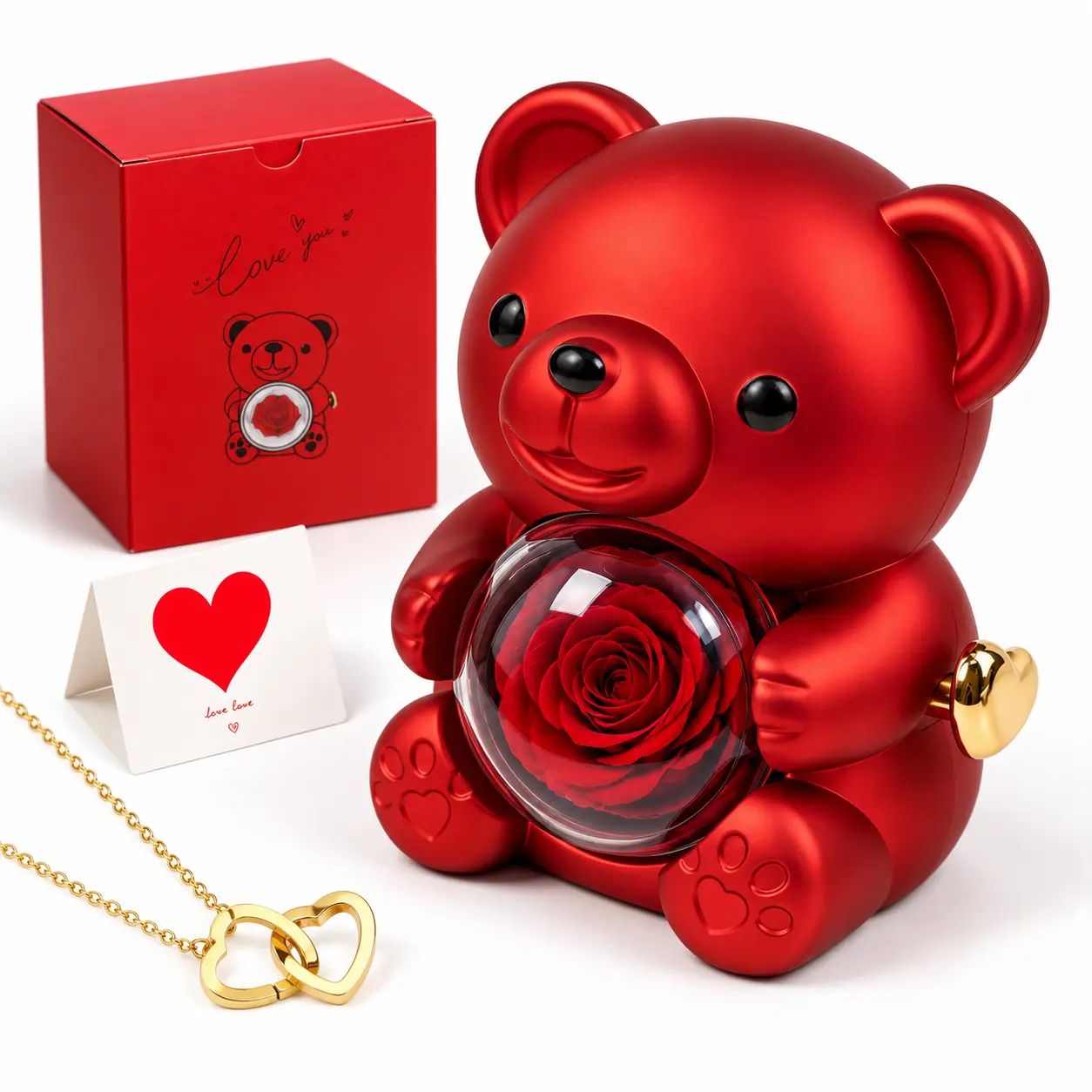 2027 New Christmas Gift for Her, Cute Teddy Bear with Preserved Rose Gift Box, Romantic Love Gift for Girlfriend, Sweet Birthday Anniversary Present, Holiday Surprise Gift #SohoChic