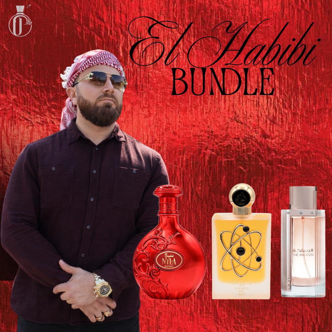 Habibi Bundle | Arabiyat Nyla Sherbet + Lattafa Tharwa Gold + Lattafa The Kingdom | Unisex Fragrance | 100 ML | Eau De Parfum | Pear - Peony & Cassis Habibi Bundle | Arabiyat Nyla Sherbet + Lattafa Tharwa Gold + Lattafa The Kingdom | Unisex Fragrance | 100 ML | Eau De Parfum | Pear - Peony & Cassis