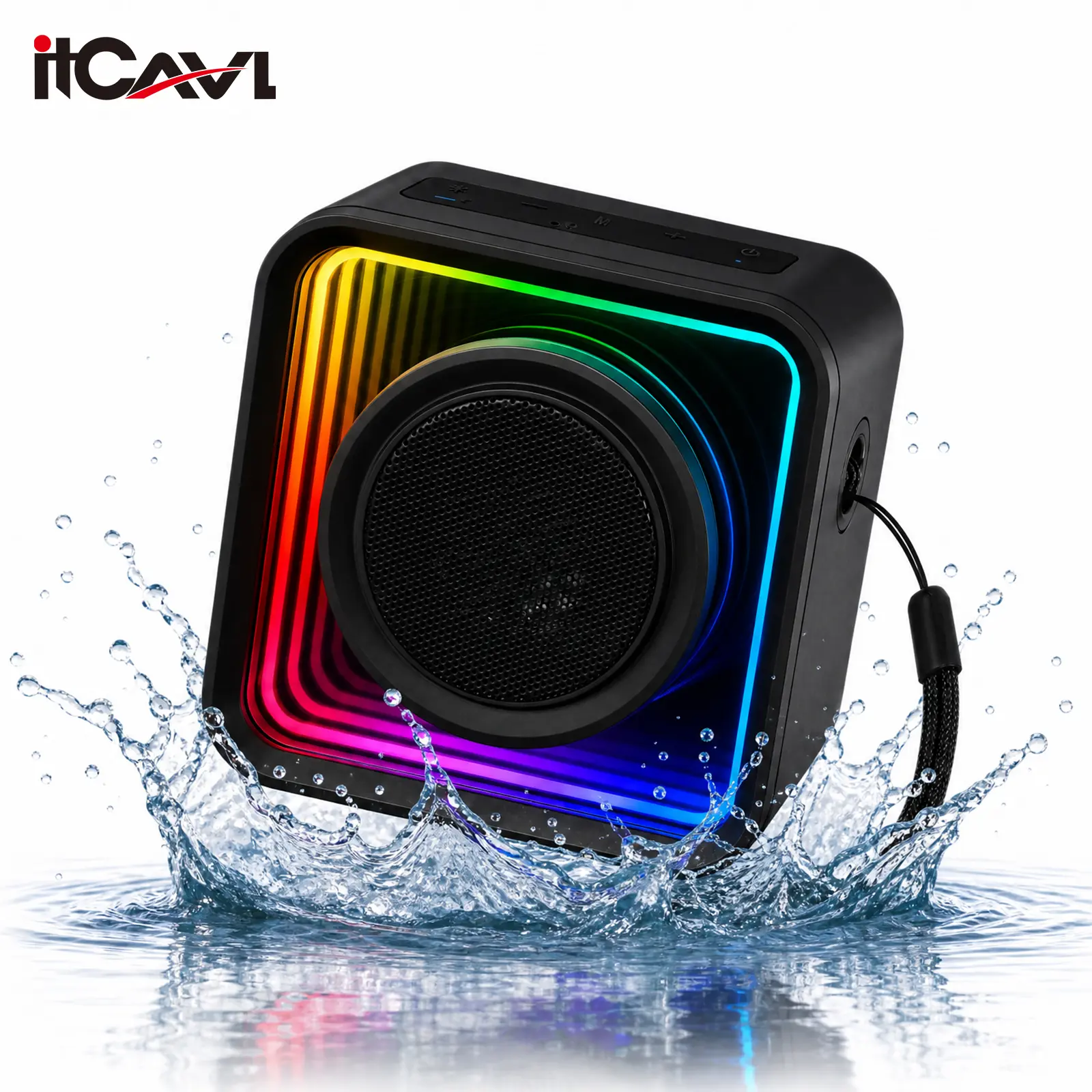 【itcVAL】Wireless Bluetooth Speaker with Powerful Bass, TWS Stereo Pairing, RGB Lighting Effects, Built-in Microphone, Portable Music Speaker for Indoor & Outdoor Use