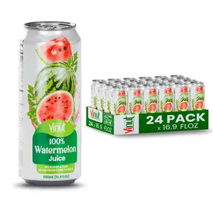 Vinut 100% Watermelon Juice No Added Sugar Not From Concentrate 16.9 fl oz Can 6/12/24 Pack Refreshing Fruit Drink Non-GMO Gluten-Free Natural Beverage