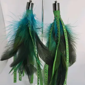 Tassel Bling Feather Earrings. Comes in Teal or Pink