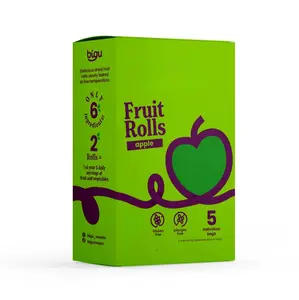 Bigu Apple Fruit Rolls 5-Pack - Natural Vegan Snack for Kids & Adults, Gluten-Free, Allergen-Free, No Added Sugars, 125g