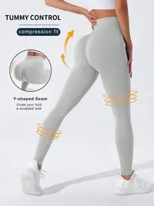 Mermaid Women's High Waist Tummy Control Sports Ruched Leggings Solid Color Cotton Yoga Gym Daily Wear Activewear Bottoms for Mom Ladies Compression Fit Y-shaped Seam