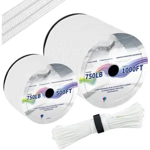 -750LB Paracord Rope-100ft/500ft/1000ft- 9 Strand Parachute Spool Cord Heavy Duty String Ideal for  Gear Bracelet Camping Hikig Fishing-White
