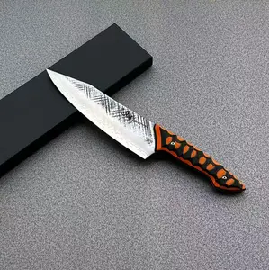 Tonggang 7" Chef Knife 10Cr15CoMoV Handmade Forged Kitchen Knife With G10 Orange Black Handle Outdoor Style Precision Ergonomic knives for men knives kitchen set, Diverse Kitchen Needs