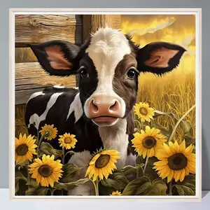 Cow Pattern DIY Diamond Arts Colorful Painting Kit without Frame, DIY Decorative Art Picture for Beginner, Wall Art Decor for Home Living Room Bedroom, Diamond Painting Kits