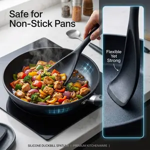 2PCS Silicone Spoon Spatula, Heat Resistant Nonstick Safe Cooking Utensil, One-Piece Flexible Kitchen Tool for Mixing, Scraping & Serving