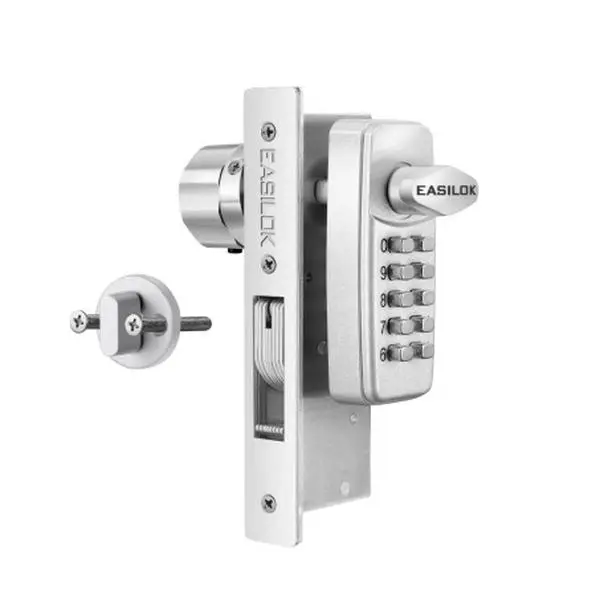 EASILOK SK1850：100% Keyless Keypad Storefront Lock, DIY Adams Rite Commercial Mortise Replacement, No-Drill Aluminum Entry Lock, Swing Deadbolt for Glass Doors