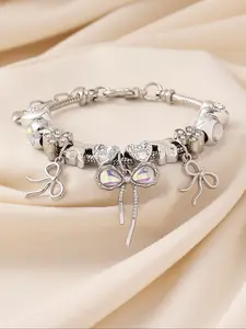 Elegant DIY Jewelry Making Kit, Handmade Beaded Bracelet Set with Rhinestones & Crystals, Perfect Gift for Women, Party Wear Accessories, Heart Design Bracelet, Bracelet with Charms