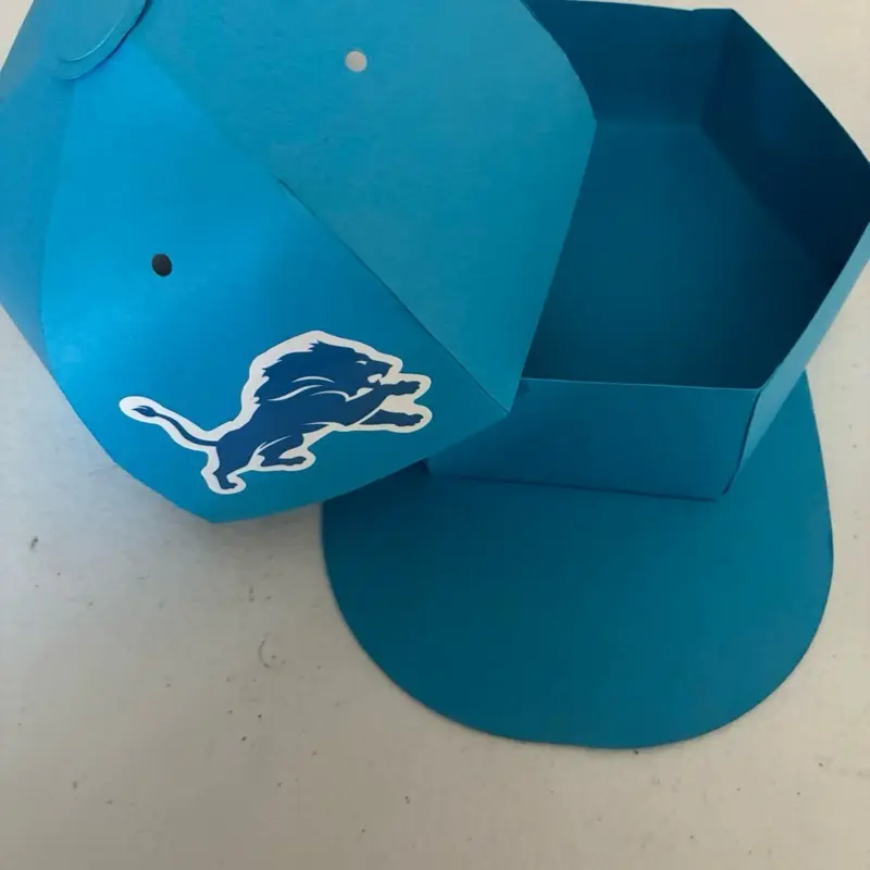 Detroit Lions Small Baseball Cap Shaped Giftbox with Team Logo and Vibrant Blue Color