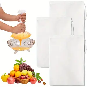 1 Pack, 6 Pack Juice Wine Filter Bag Fruit Vegetable Strainer Bag Soy Milk Filter Bag Reusable Coarse Cotton Bag Filter Almond Milk Filter Cold Brew Coffee Juice Nut Milk Bag Food Filter