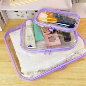 Transparent Hard Zipper Box Pencil Case, Plastic Storage Bag, Travel Makeup Bag, Snack Bag, Home Cosmetic Toy Organizer