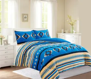 Southwest Aztec Sherpa Borrego Fleece Blanket - 3 Piece Set for Cozy Lodge Life Ambiance - Perfect for Cuddling, Reading, and Sleep