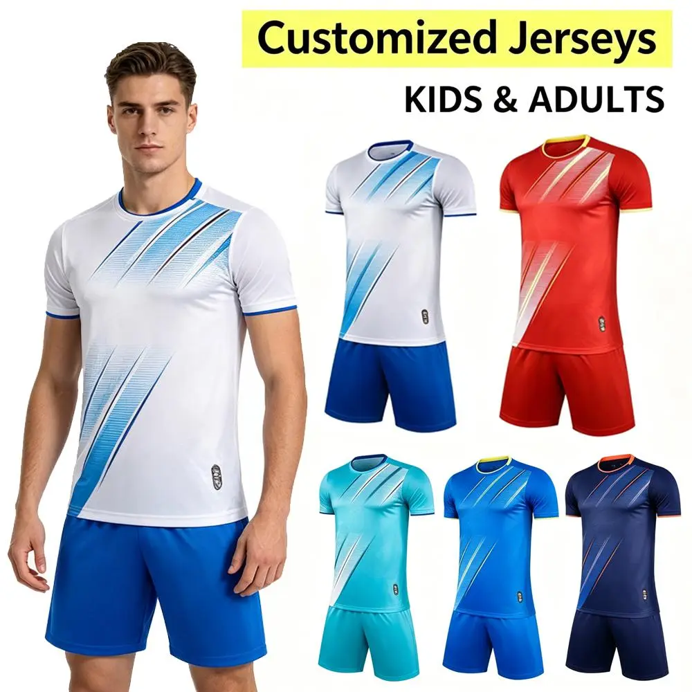 Personalised Football Jerseys Set for Kids & Adults /DIY Name&Number/  Men Football Jersey Custom Soccer Jerseys