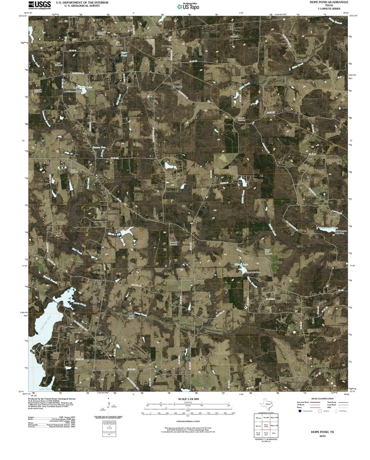 Hope Pond Texas USGS Topographic Quadrangle Map, 2012, 1:24000