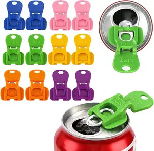 12 Pcs Easy Tab Opener and Drink Protector Complete Cover Easy Can Opener Colorful Drink Can Tab Cover for Soda Beer Coke Aluminum Beverage Tool