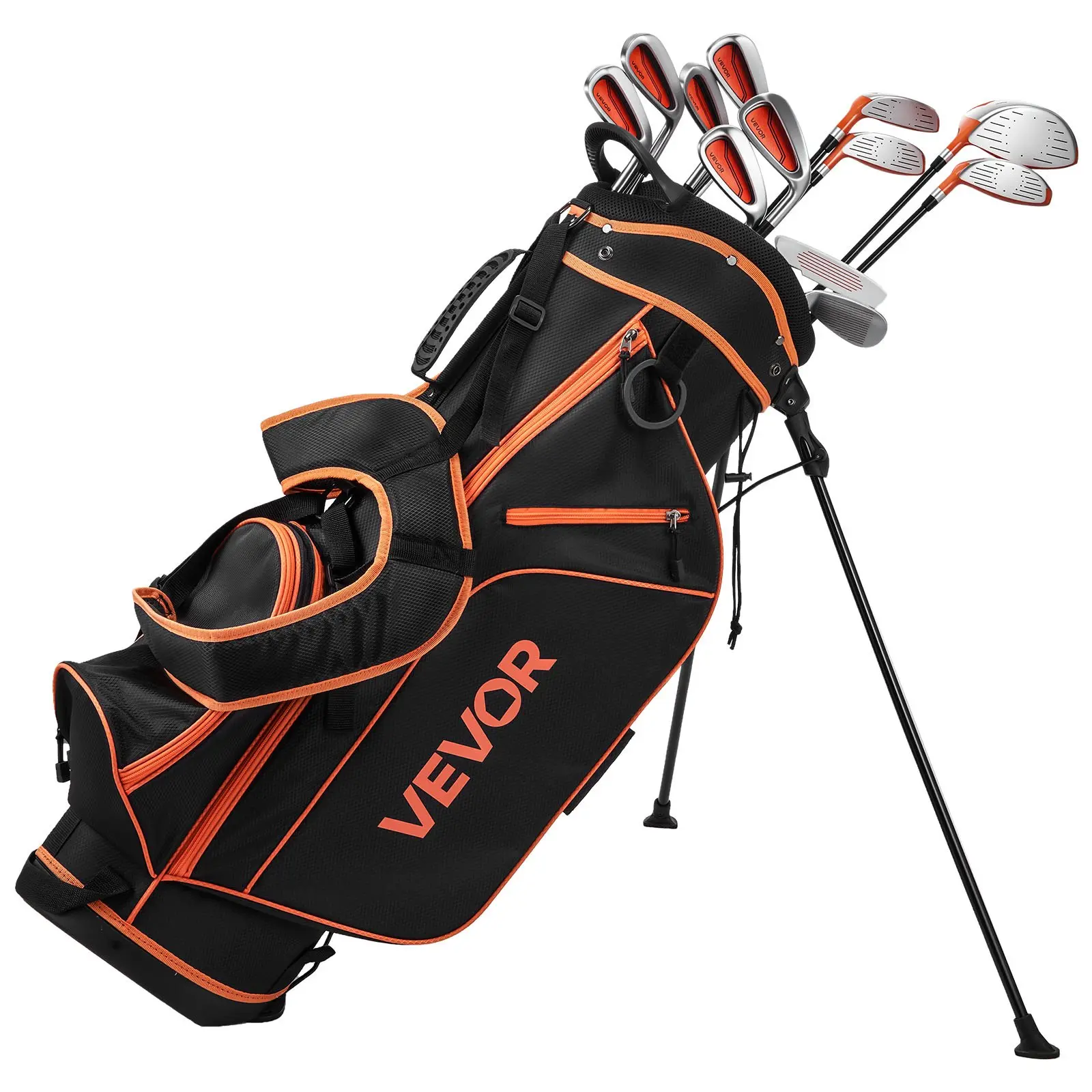 【Summerfinds】VEVOR Golf Club Set, 12 Pieces Women's Golf Club Complete Set Right Handed with 460CC # 1 Driver, # 3 & 5 Fairway Wood, # 4 Hybrid, # 5/ # 6/ # 7/ # 8/ # 9/ # PW/ # SW Irons, L-Shaped Putter, Golf Stand Bag, Orange